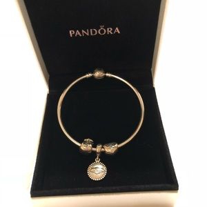 Brand New Pandora Charm Bracelet with 3 charms